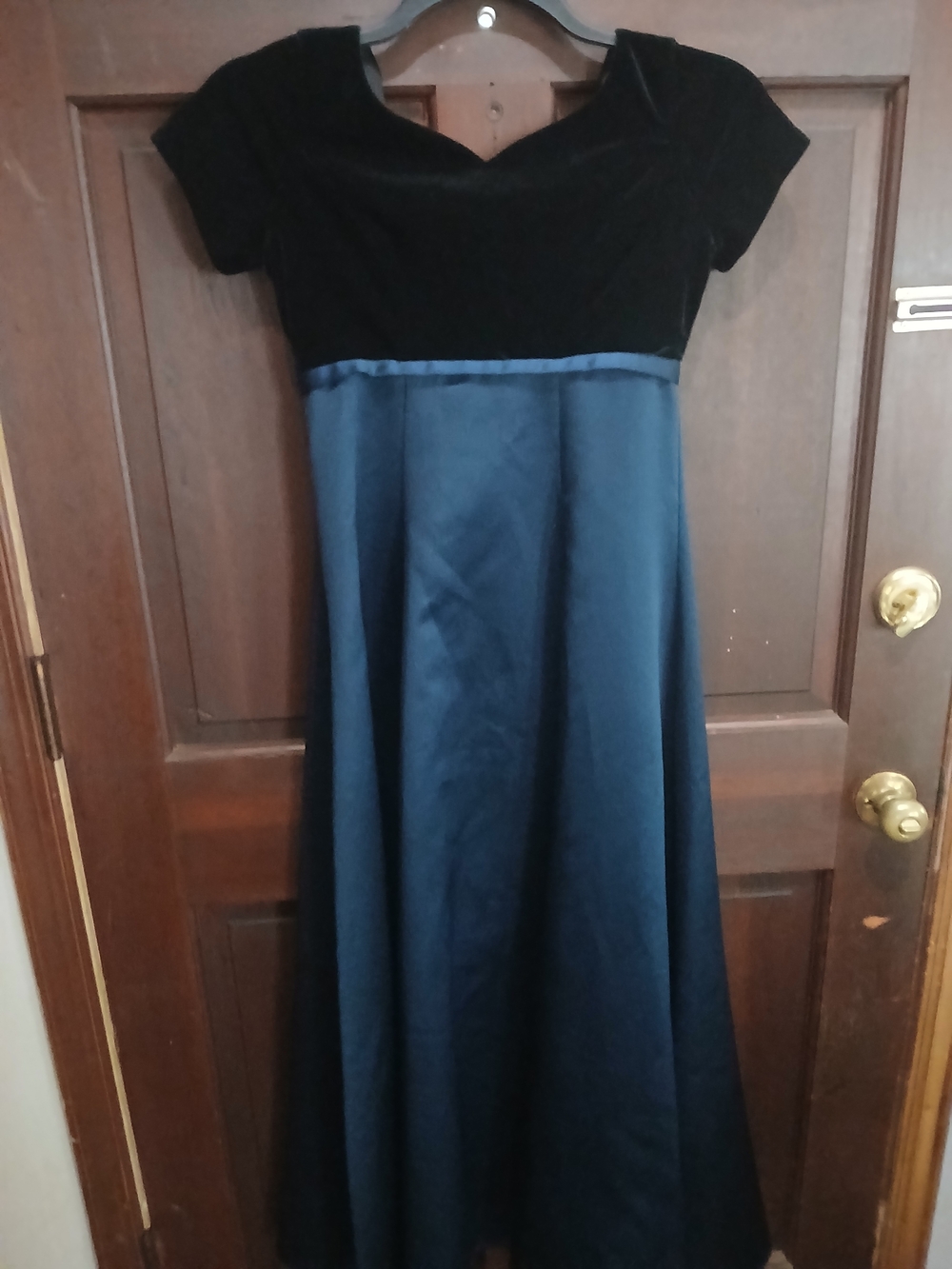 Black and Navy Evening Dress - Classic Two-Tone Gown Velvet Bodice Youth 12